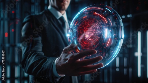 A man in a suit holding a mysterious glowing object. Perfect for technology or business concepts.