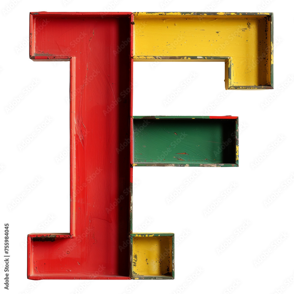 Letter F in Red Yellow Green Isolated on Transparent or White Background, PNG Letter F in Red Yellow Green Isolated on Transparent or White Background, PNG