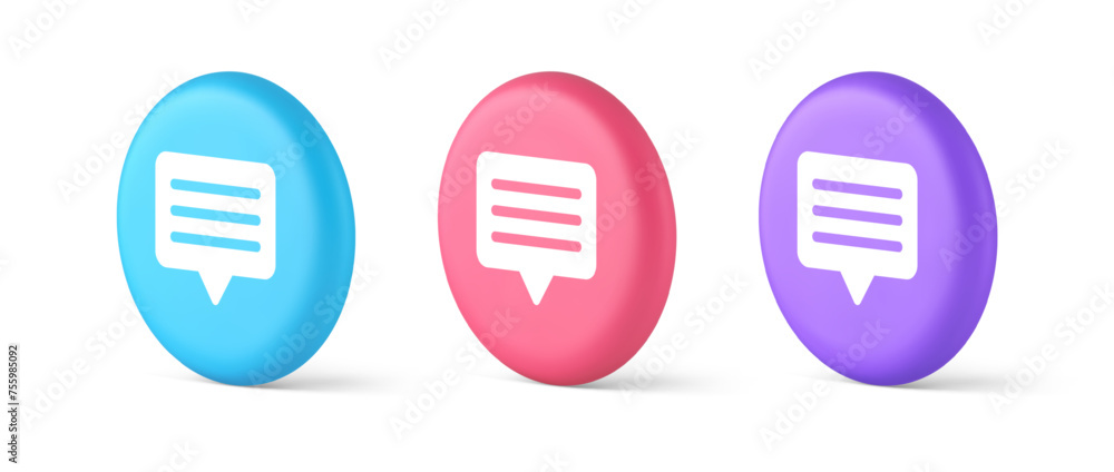 Chat box button social networks texting internet communication 3d isometric circle icon Chat box button social networks texting internet communication 3d isometric circle icon