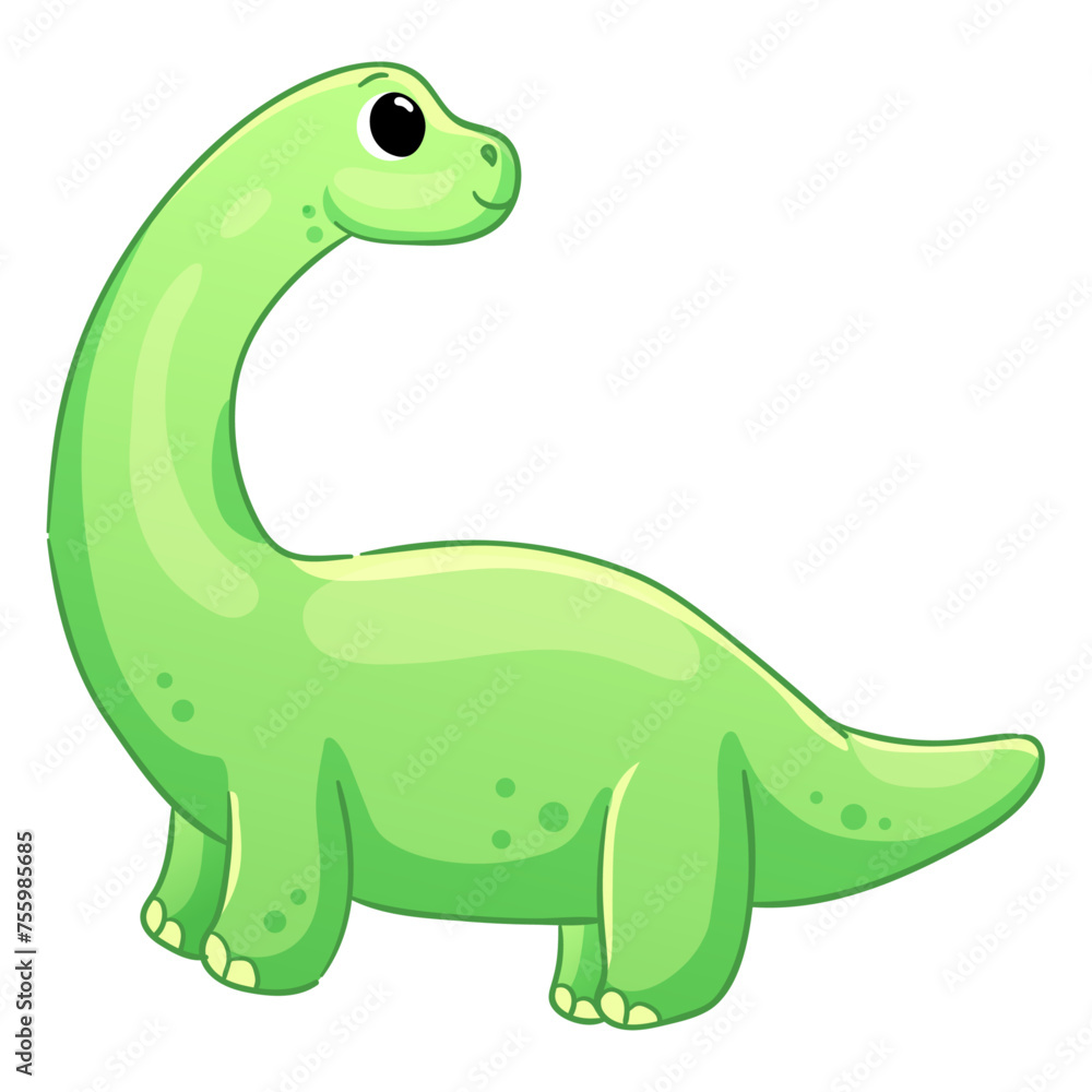 Illustrations of cute dinosaurs for children in different colors: Triceratops, Stegosaurus, Brontosaurus, Pterosaurus, Tyrannosaurus, Brachiosaurus. Illustrations of cute dinosaurs for children in different colors: Triceratops, Stegosaurus, Brontosaurus, Pterosaurus, Tyrannosaurus, Brachiosaurus.