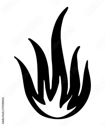 black outline fire flame icon logo isolated	 photo