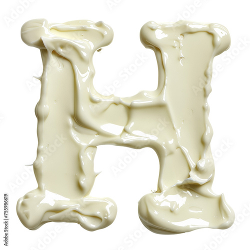 Mayonnaise Letter H Isolated on Transparent or White Background  PNG