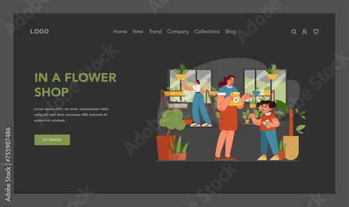 Flower shop discovery. Flat vector illustration