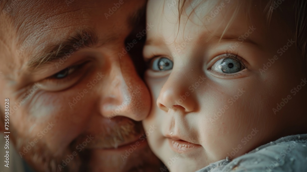 Close up of a person holding a child, suitable for family and parenting themes. Close up of a person holding a child, suitable for family and parenting themes.