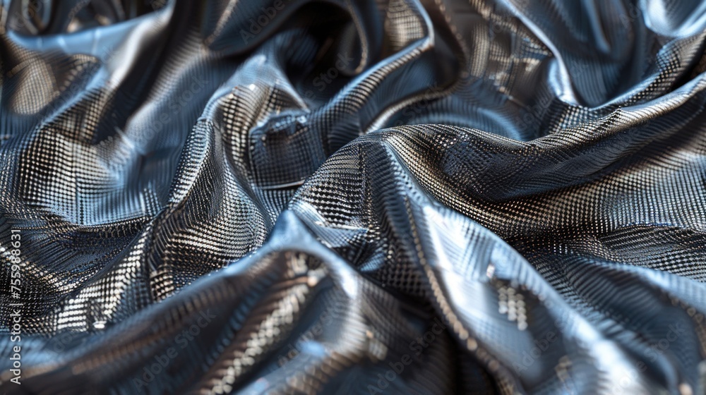 A close up of a shiny silver cloth, perfect for backgrounds or texture use. A close up of a shiny silver cloth, perfect for backgrounds or texture use.