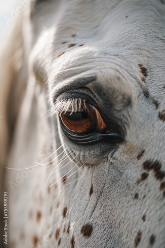 Detailed close up of a horse's eye. Ideal for animal and nature themes.