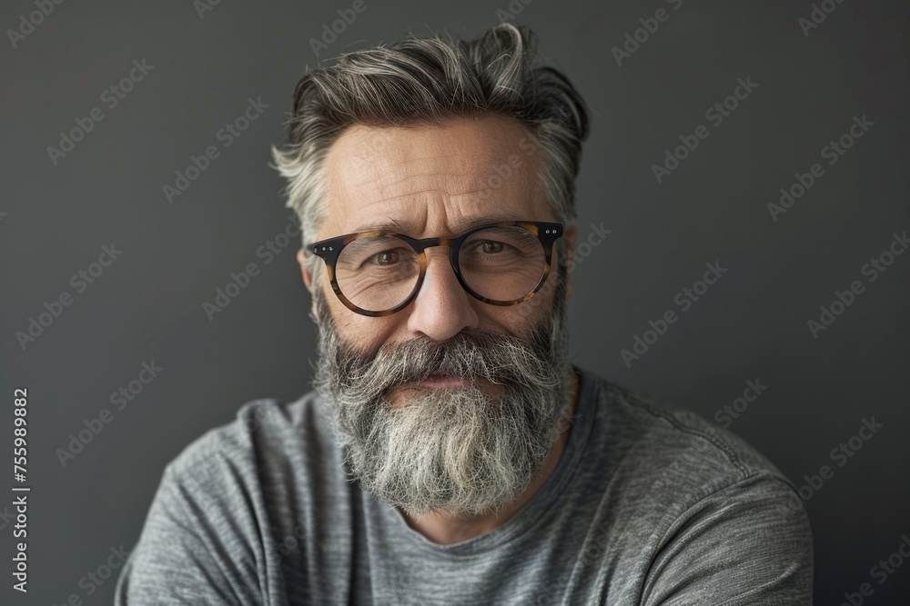 A man with a beard and glasses posing for a picture. Suitable for business and lifestyle concepts. A man with a beard and glasses posing for a picture. Suitable for business and lifestyle concepts.