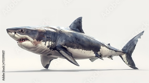 A great white shark isolated on a white background