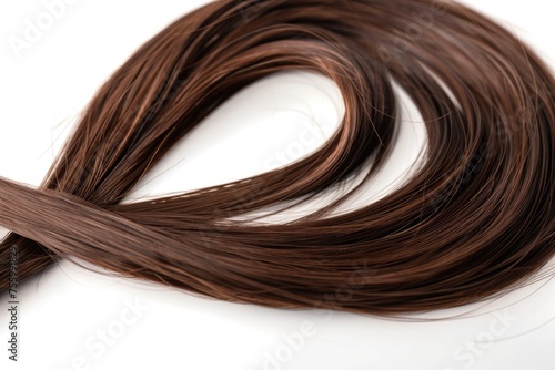 Detailed close up of a single hair strand on a white background. Ideal for beauty and haircare concepts.