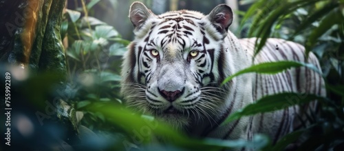 white tiger on the jungle