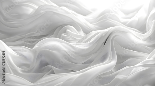 A close up of a white cloth billowing in the wind, resembling smoke against a grey sky. The monochrome painting captures the essence of movement