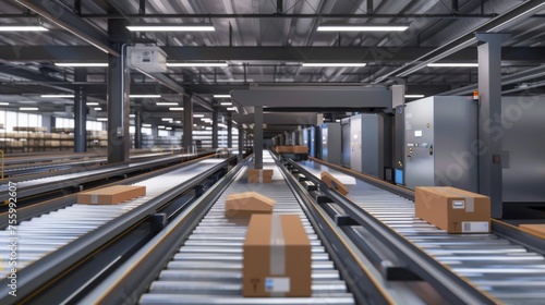 Automated parcel sorting center with intelligent robotics and optical scanning systems