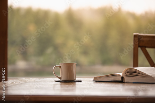 Photography Relax at home with cup of coffee tea and book