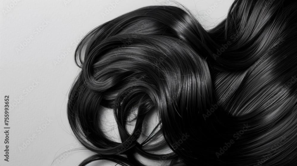 Close-up of a woman's hair in black and white, versatile for various projects.