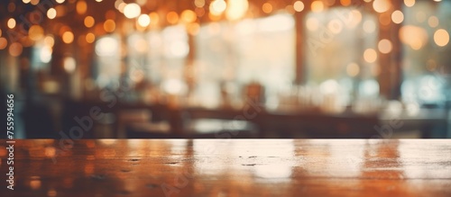 Blurry coffee shop or restaurant image with vintage bokeh background.
