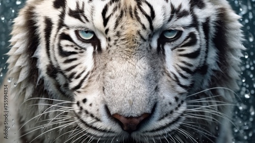 close up white tiger face and eyes 