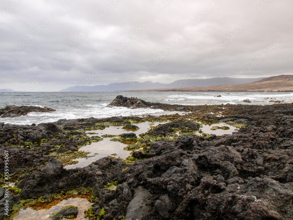 Lava beach with salt formation