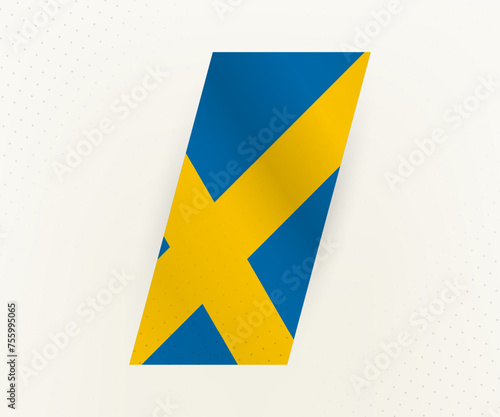 Abstract modern vertical flag of Sweden on beige background with dots.