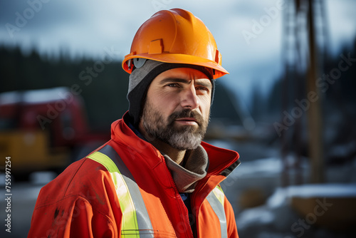 Bearded Construction Worker in Safety Gear © Alena