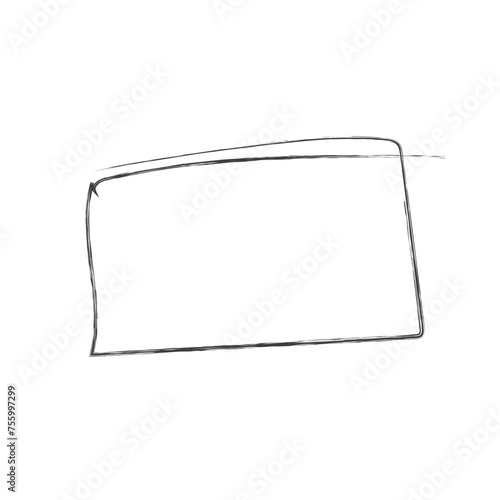 Hand drawn square frames in sketchy style. Rectangular handdrawn grungy borders. Vector illustration of pencil outline stroke framework box. Collection of doodle school draft frames	