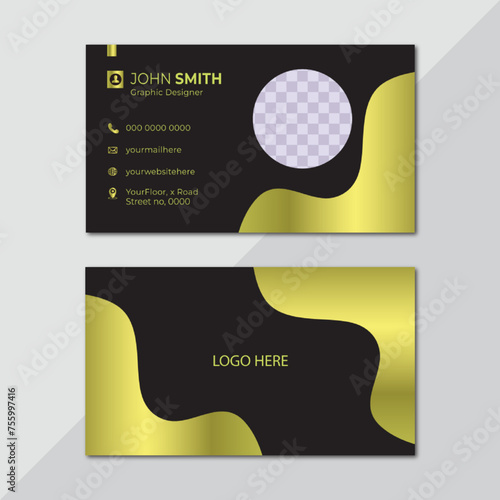 Collection of 1 horizontal Business card template design with front and back presentation.