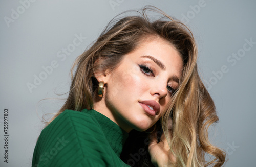 Natural female beauty concept. Portrait of beautiful young woman. Sensual beauty female model face close up. Natural beauty woman. © Volodymyr