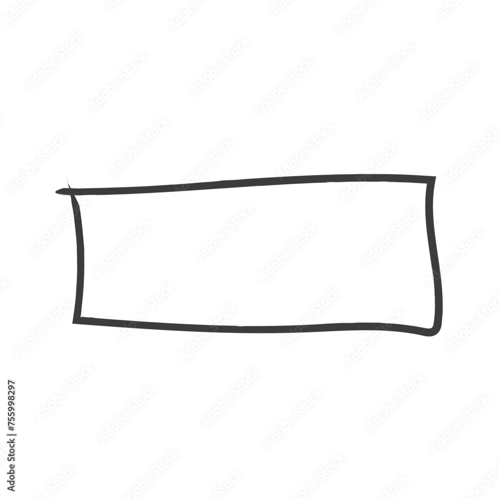 Hand drawn square frames in sketchy style. Rectangular handdrawn grungy borders. Vector illustration of pencil outline stroke framework box. Collection of doodle school draft frames	