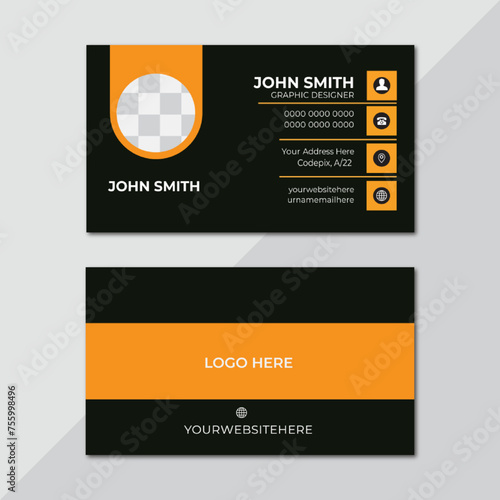 Collection of 1 horizontal Business card template design with front and back presentation.