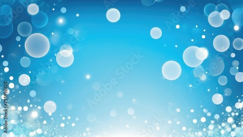 Abstract bokeh circles dominate the composition as they seem to dance across a wallpaper, shades of soft light blue blending with subtle blur effects creating a serene background