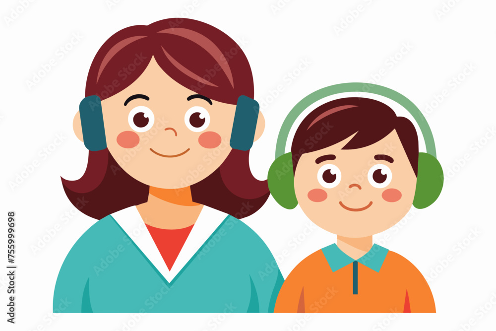 best mom and son carton with headphone artwork best mom and son carton with headphone artwork