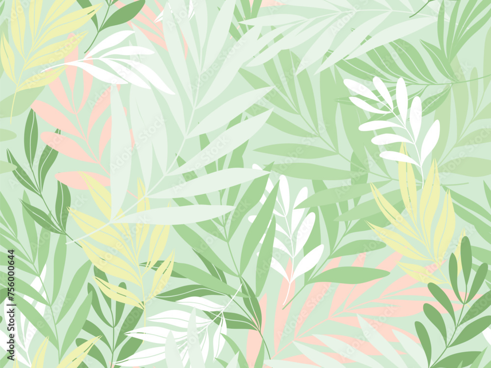 Abstract botanical art green background vector. Natural hand drawn pattern design with leaves branch collage. Design for fabric, print, cover, banner, wallpaper. Abstract botanical art green background vector. Natural hand drawn pattern design with leaves branch collage. Design for fabric, print, cover, banner, wallpaper.