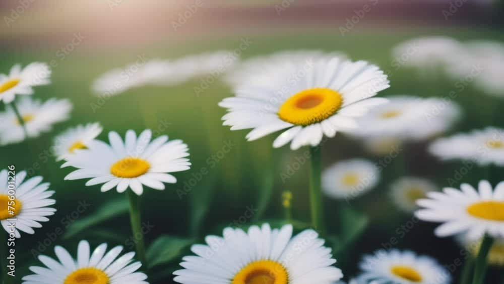 Daisy in the green grass. Garden. Spring time. 