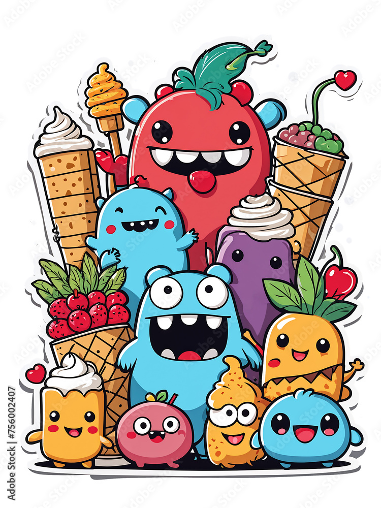 Fototapeta premium Monster food Vector style characters 9