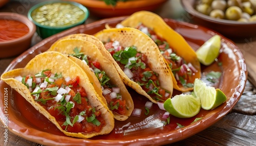 Plate of Mexican tacos. Traditional Mexican food