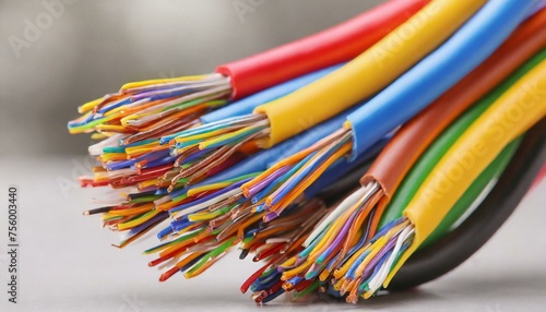 Colorful electrical wires closeup