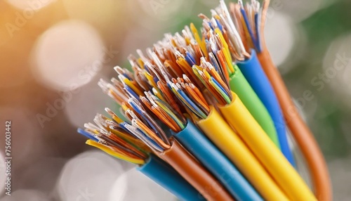 Colorful electrical wires closeup