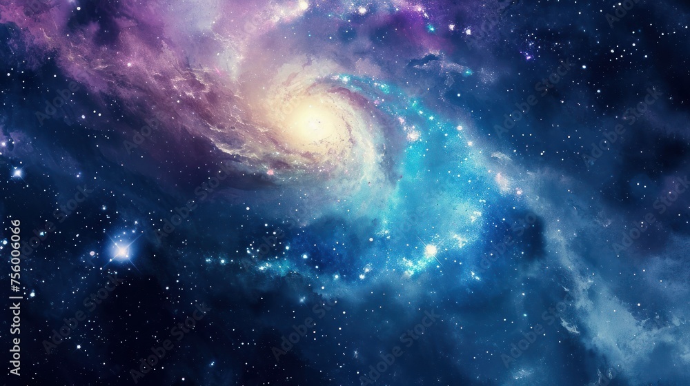 Fototapeta premium Majestic spiral galaxy amidst star-studded cosmic clouds