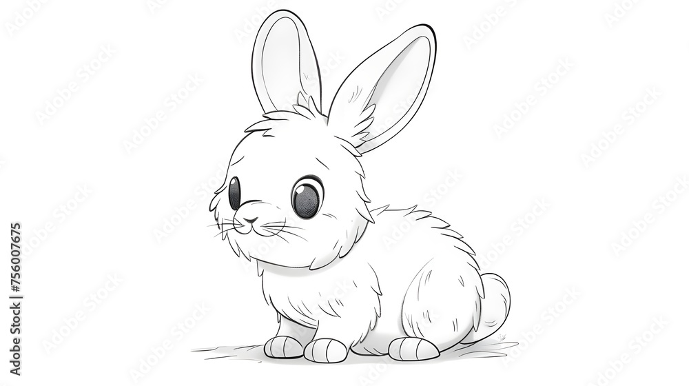 Obraz premium Rabbit sketch vector graphics monochrome illustration on a white background. Coloring page.