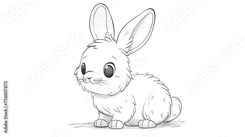 Rabbit sketch vector graphics monochrome illustration on a white background. Coloring page.