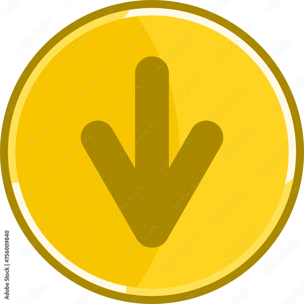 Golden down arrow icon. Down arrow icon. Golden down arrow icon. Down arrow icon.