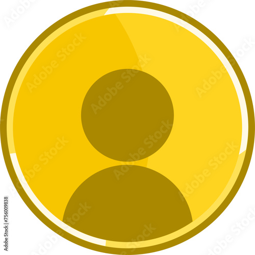 Golden avatar icon. Golden profile icon.