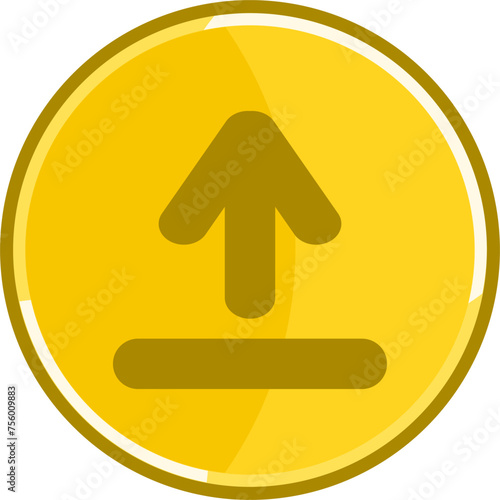 Golden upload icon. Golden send icon.