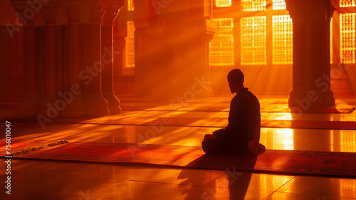 Devotion in Dusk: A Young Muslim Man in Sajda