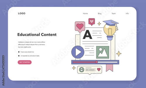 Educational Content theme. Flat vector illustration.