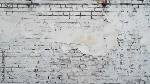 old white brick wall of an industrial complex with peeling plaster - wallpaper background