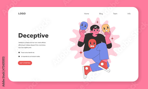 Deceptive Personality concept. Flat vector illustration.
