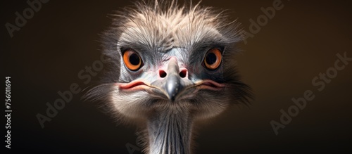 A closeup image of a birds face with a prominent beak, iris, feather, belonging to the Terrestrial animal group. It is a nonflying bird from the Accipitriformes order