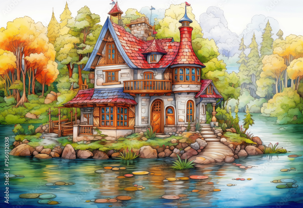 Adult coloring page castle