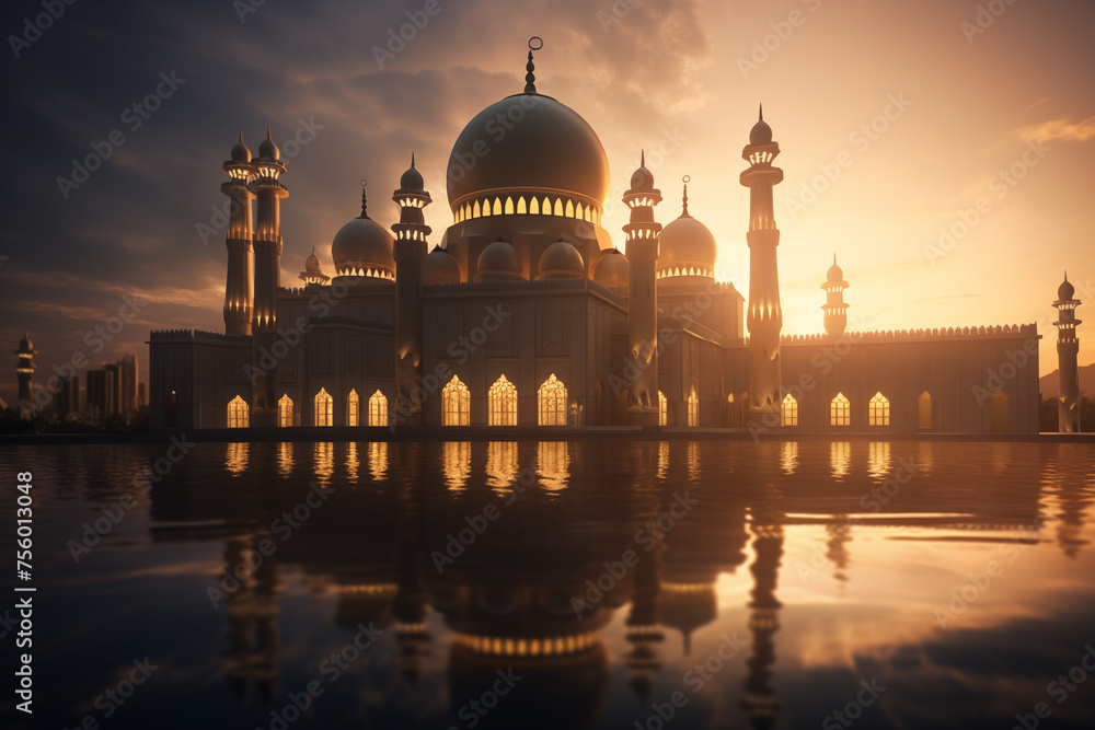 Sunset View of a Mosque 