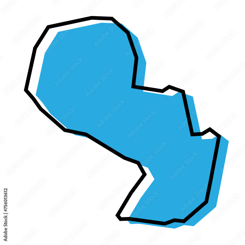 Paraguay country simplified map. Blue silhouette with thick black contour outline isolated on white background. Simple vector icon Paraguay country simplified map. Blue silhouette with thick black contour outline isolated on white background. Simple vector icon